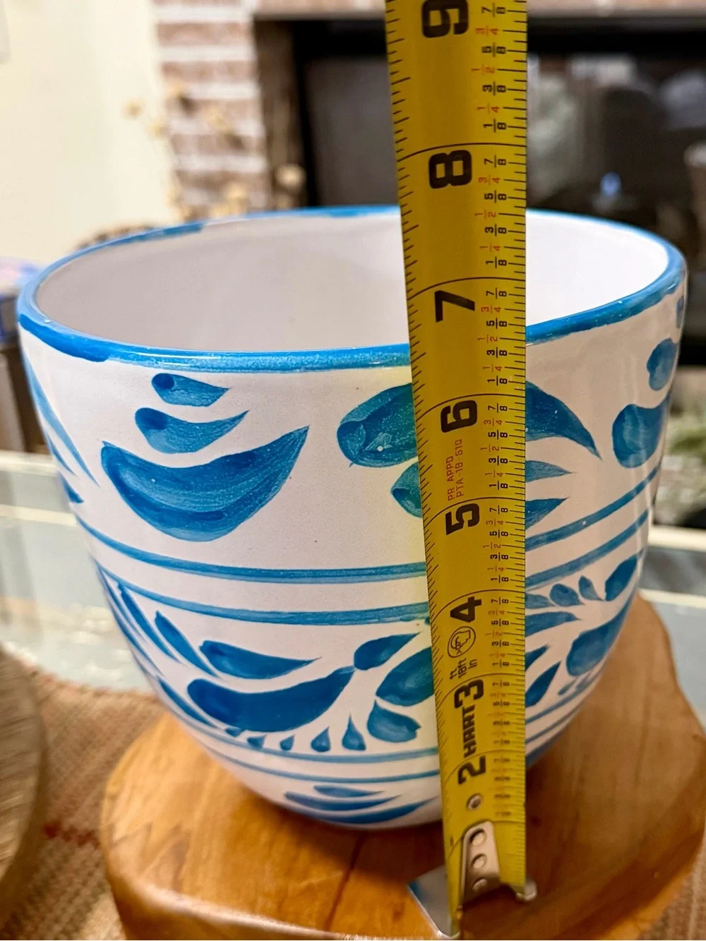 Hand Crafted Blue and White Ceramic Vase with Brushstroke Motif